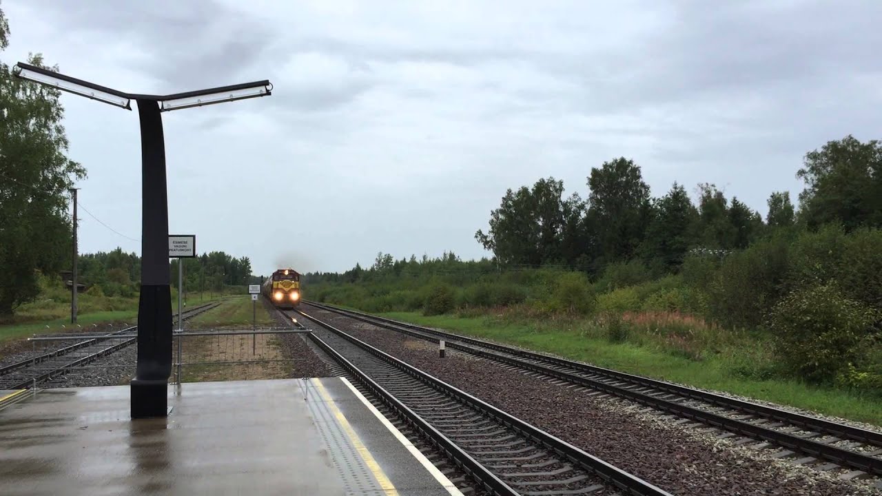 [EESTI RAUDTEE] mixed Tartu bound freight train passing V&auml;geva station.