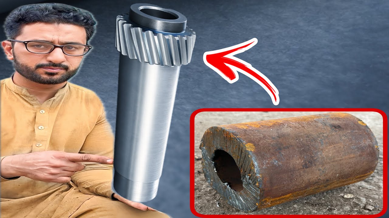 How Afghan Mechanic Made a Zero Meter Excavator Gear Shaft from a Steel Pipe