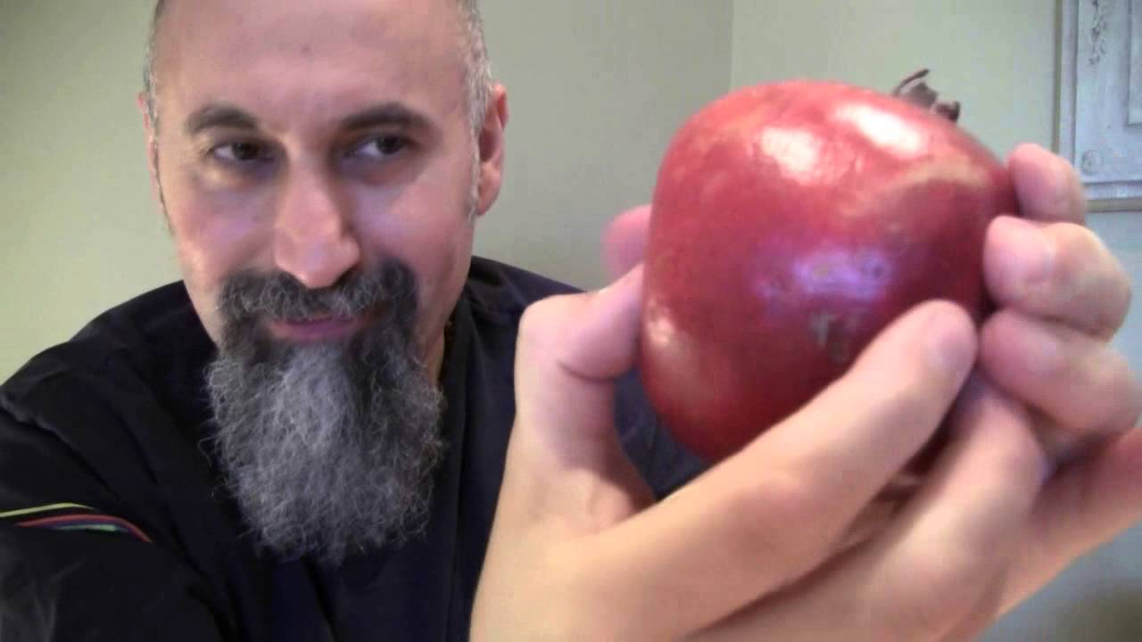 Close-up of How to Squish Pomegranates with Your Fingers, Making Juice - ASMR - Crunching, Cracking