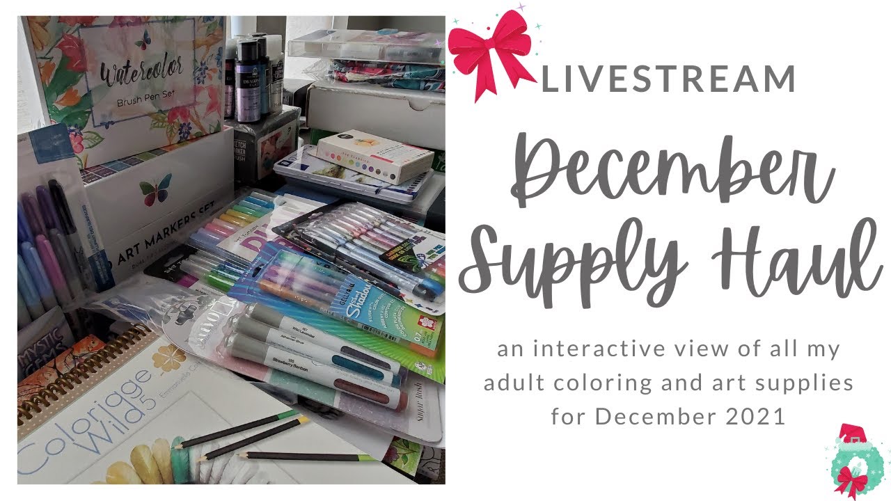 My December Adult Coloring and Art Supply Haul | Livestream