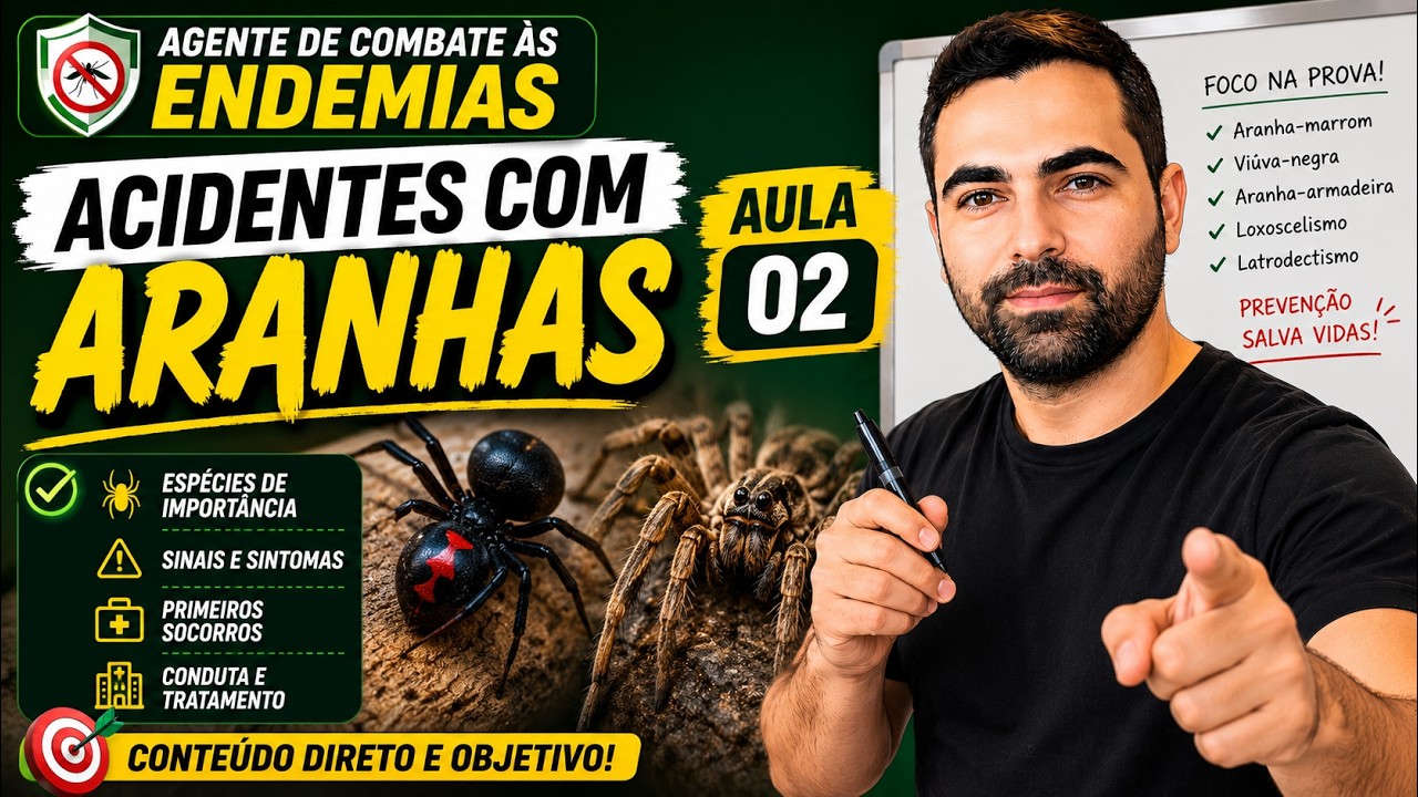 Aula 02 - Animais peçonhentos - Acidentes por aranhas - Concurso Prefeitura de Morrinhos Saúde