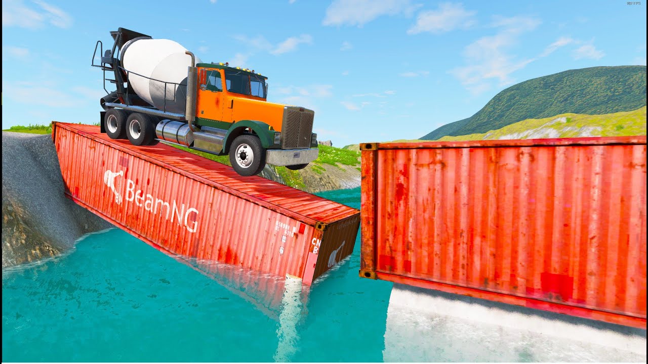 Cars vs Container Bridge - BeamNG.Drive