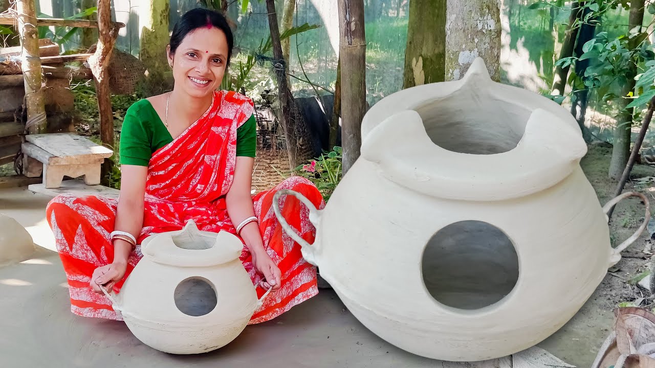 অকেজো কড়াই বা গামলায় মাটির তোলা উনুন বানিয়ে নিন  সহজেই | how to make portable mud oven easily