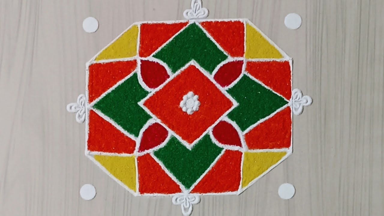 | Beautiful 5 x 5 Dot's Rangoli Design With Colours | Dot's Rangoli For Festival | Dot's Rangoli | 