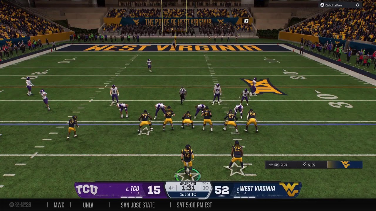 College Football 26 - STREAMS🌊 Online Dynasty - #21 TCU @ #2 WVU