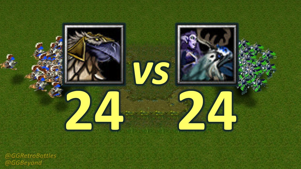 24 Gryphon Riders vs 24 Hippogryph Riders - Same Food - WarCraft III Retro Battles