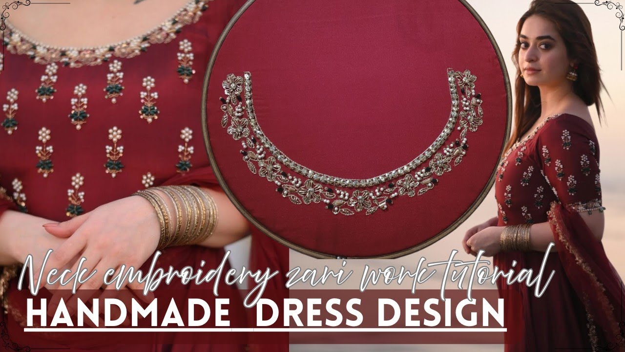 Latest Embroidery Designs 2025 💐 Zari Work at home #diy #design #tutorial #trending #viral #handmade