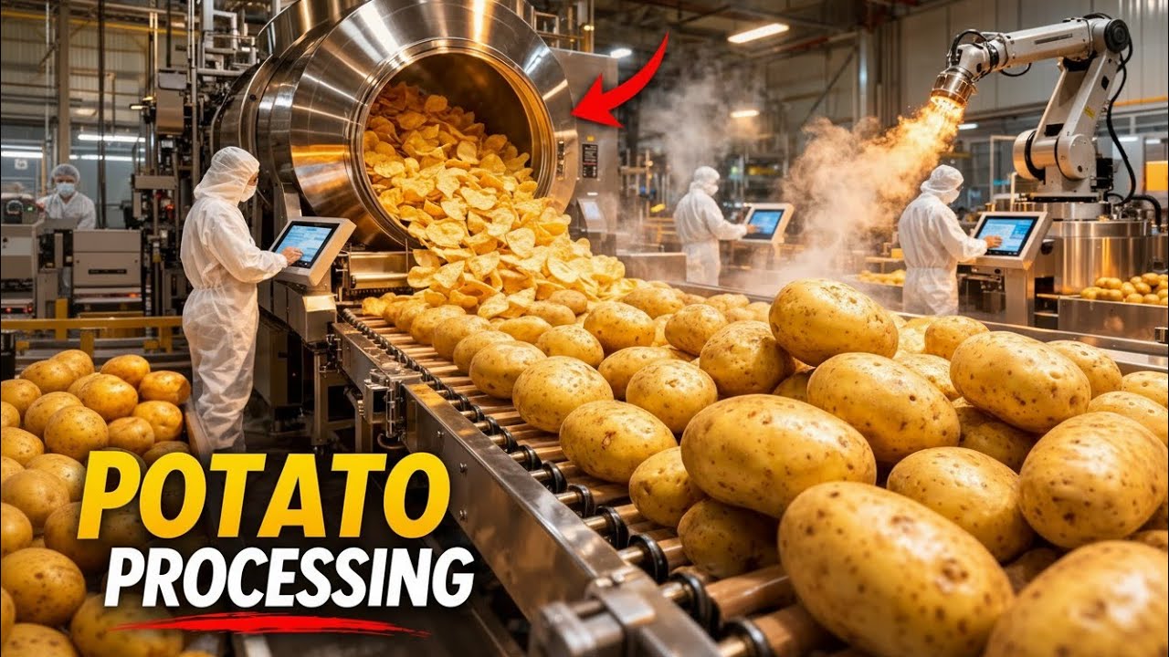 How Potato Chips Made So Fast😱| Explore in 6 Min😱 #FoodManufacturing #howitsmade #food #farming 