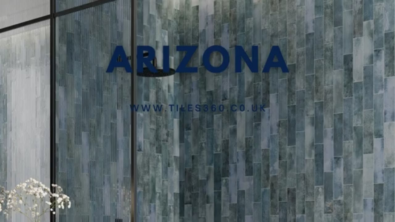 2024 Bathroom Tiles: Slim, Arizona Denim Blue Brick Wall Tile.