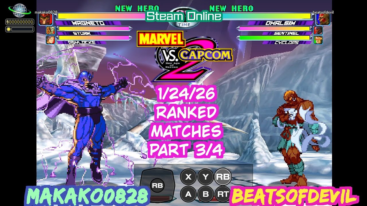 MvC2 Dhalsim BeatsofDevil vs makako0828 Ranked Matches 1/24/26 part 3 of 4 Steam Netplay