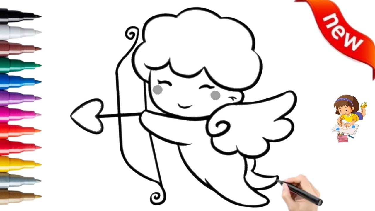 How to draw a cute valentine's cupid👼💘 / valentine's cupid drawing and painting for kids