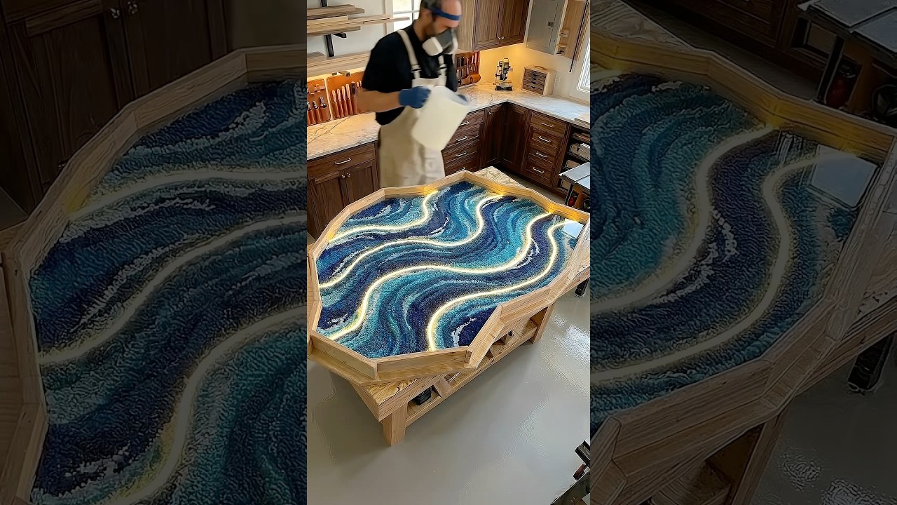 DIY Glowing Ocean Epoxy Table Reveal! 🌊✨