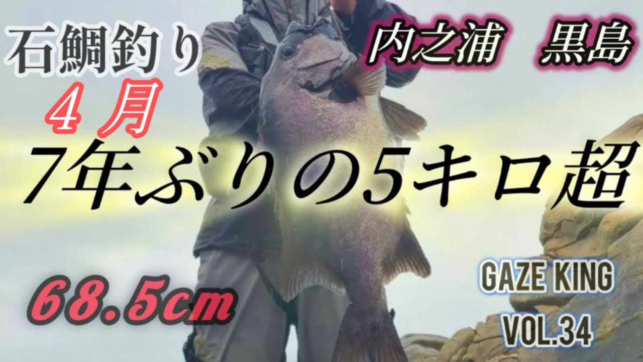 #石鯛釣り　内之浦で68.5cm/5.37kg‼️7年ぶりの5キロ超❗️仲間とW釣果✨#石鯛釣り #デカバン　#内之浦　#ガゼキング #VOL.34  #ギンワサ　#黒島　#5キロ超