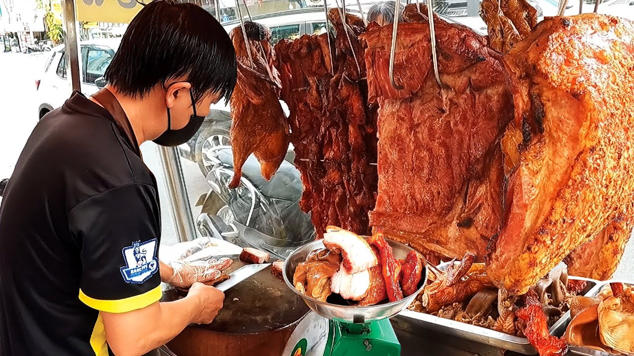 Super delicious street food of Cambodia - Roast Pork, Duck & Braised Pork
