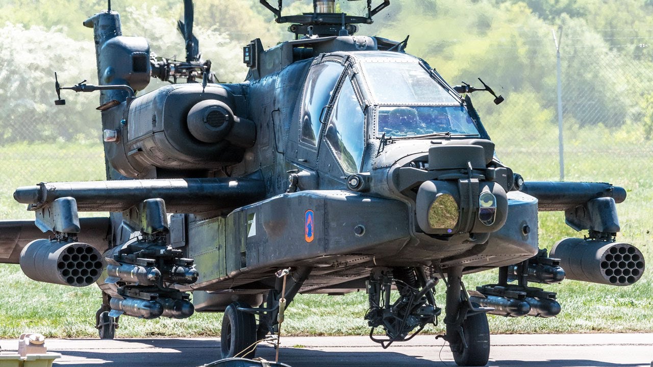 Apache AH-64, UH-60 Black Hawk, CH-47 Chinook Helicopters Landing and Take Off in Germany