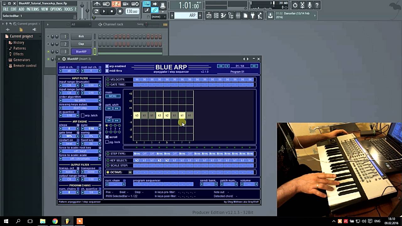 BlueARP tutorial №1, creating arpeggio from 'Stardust' by JMJ