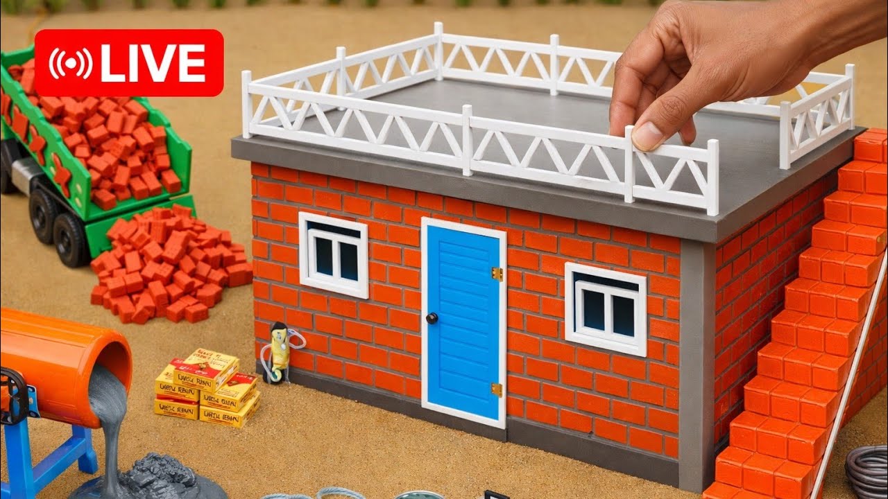 Mini House Construction LIVE 🔴  Real Brick Work