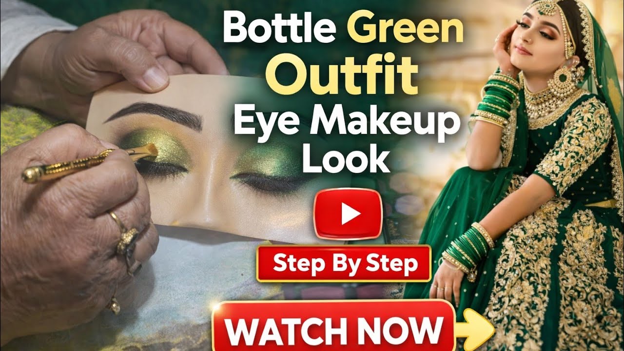 Bottle Green Outfit Eye Makeup Look | Party & Wedding Glam Eye Makeup Tutorial  #by#Rifat Mac blush 