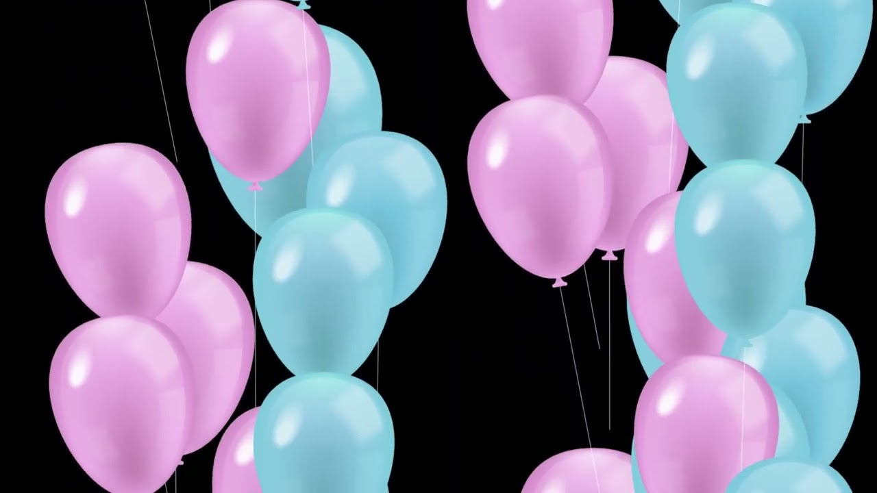 Pink & Blue Balloons, High Contrast,  Black Screen