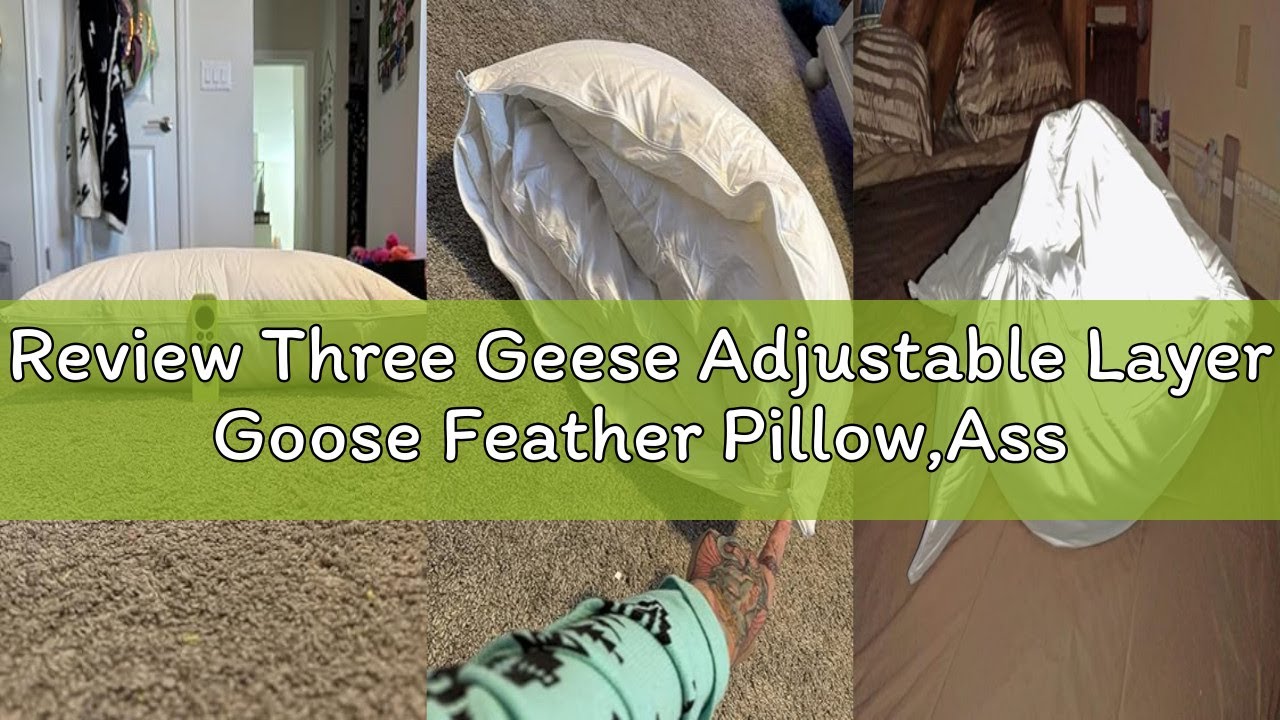 Review Three Geese Adjustable Layer Goose Feather Pillow,Assembled Bed Pillow,100% Soft Cotton Cover