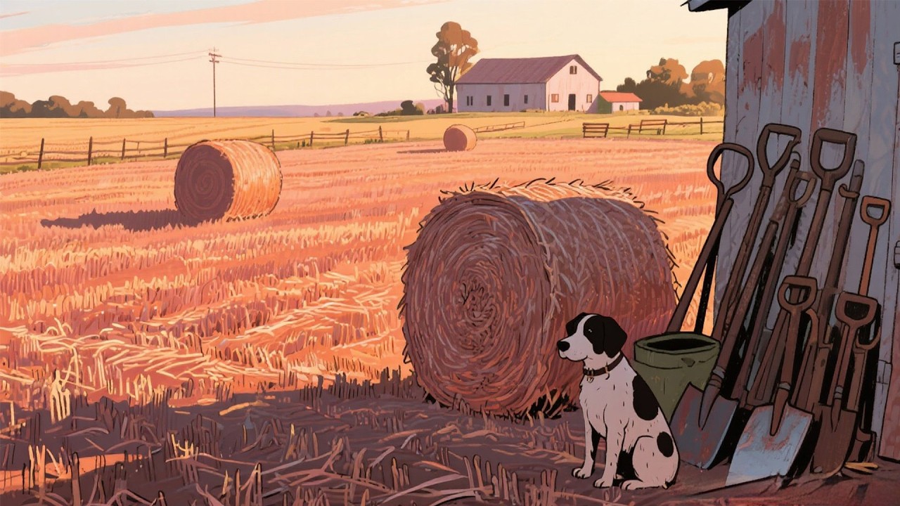 A Cozy 1940s Home Garden — Another Room Where a Dog Rests in Gentle Sunlight
