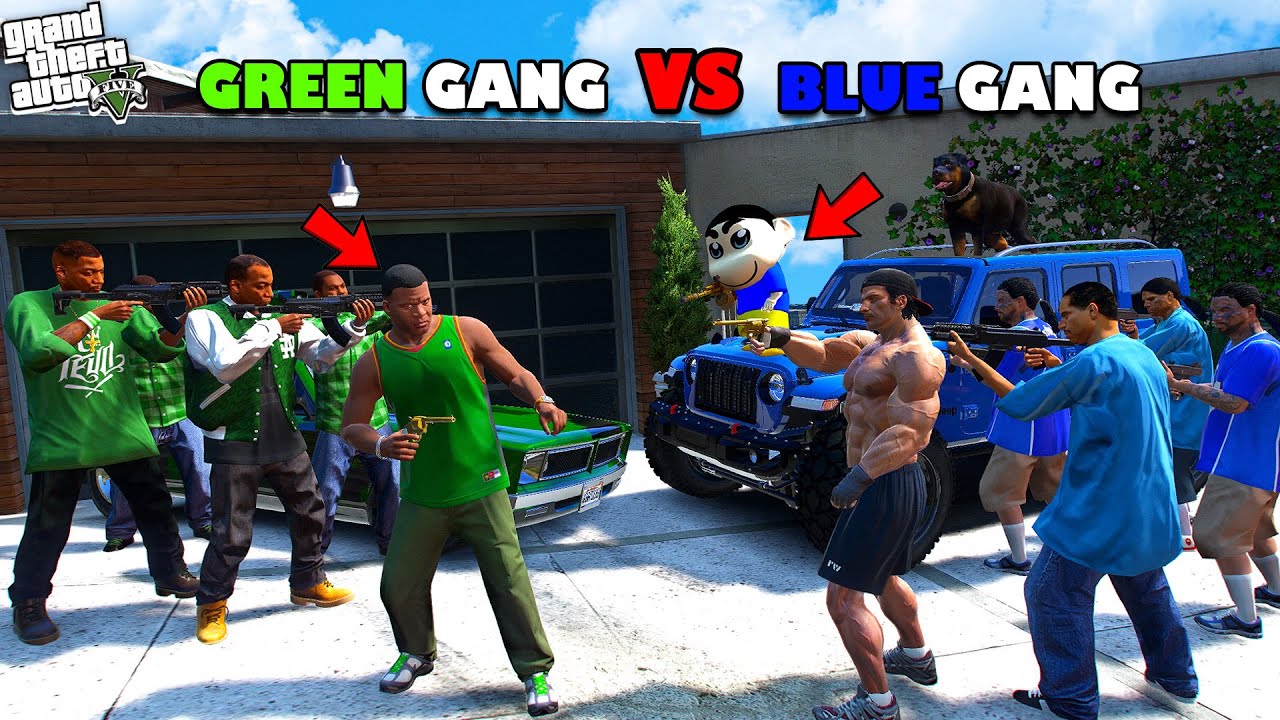 Franklin Builds the GREEN GANG to Defeat the BLUE GANG in GTA 5! 🔥💥 Gang War | Shinchan & Chop