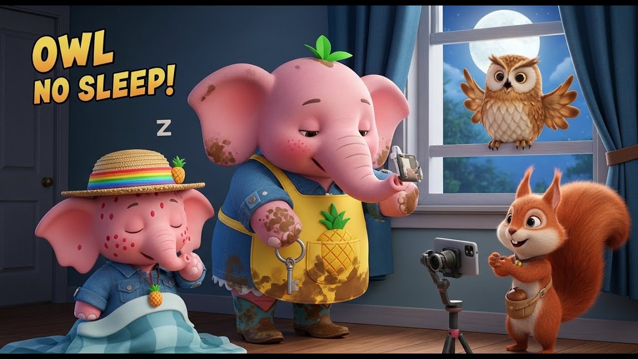 Strawberry Elephant Farm 🍓🦉 OWL HOOTS ALL NIGHT! Sweetie Leaves Window – No Sleep!
