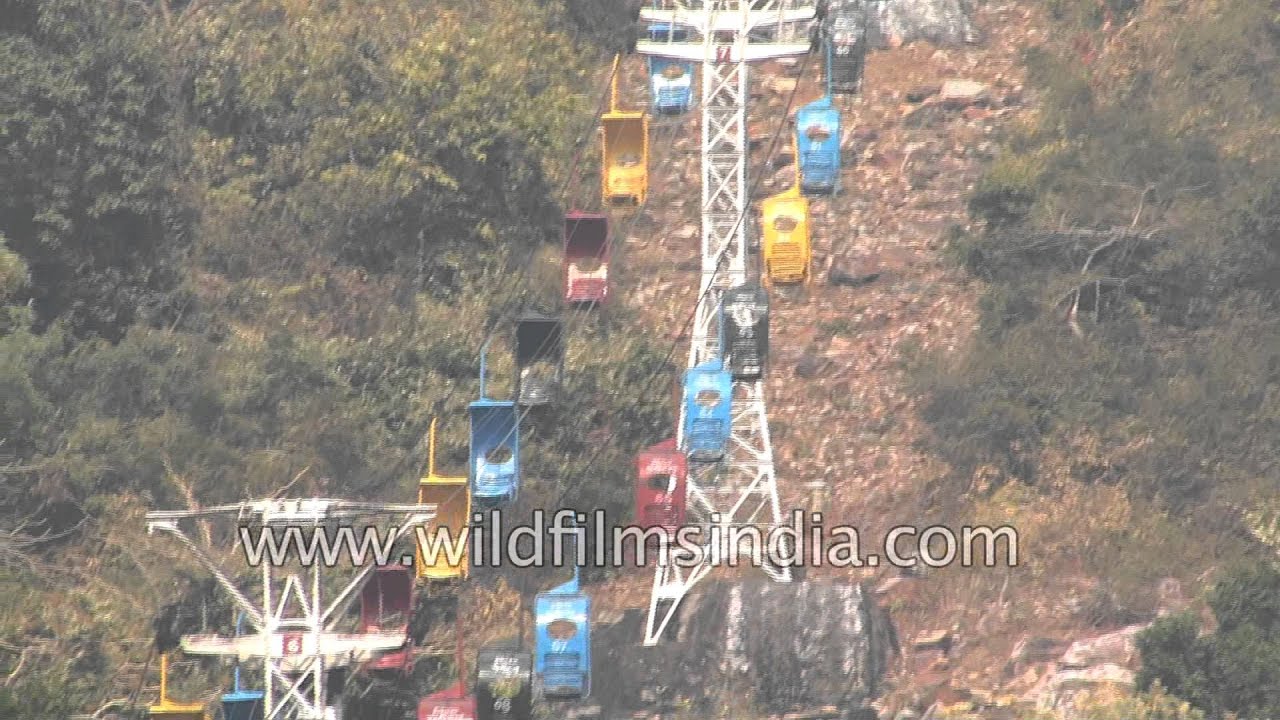 Ropeway takes you uphill to the Shanti Stupa and Monasteries - Rajgir, Bihar