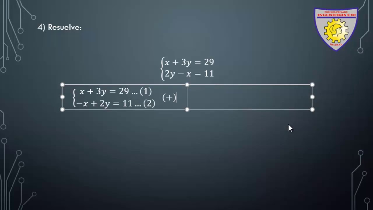 25 Clase Álgebra Sistema de Ecuaciones I - Quinto Grado de Primaria
