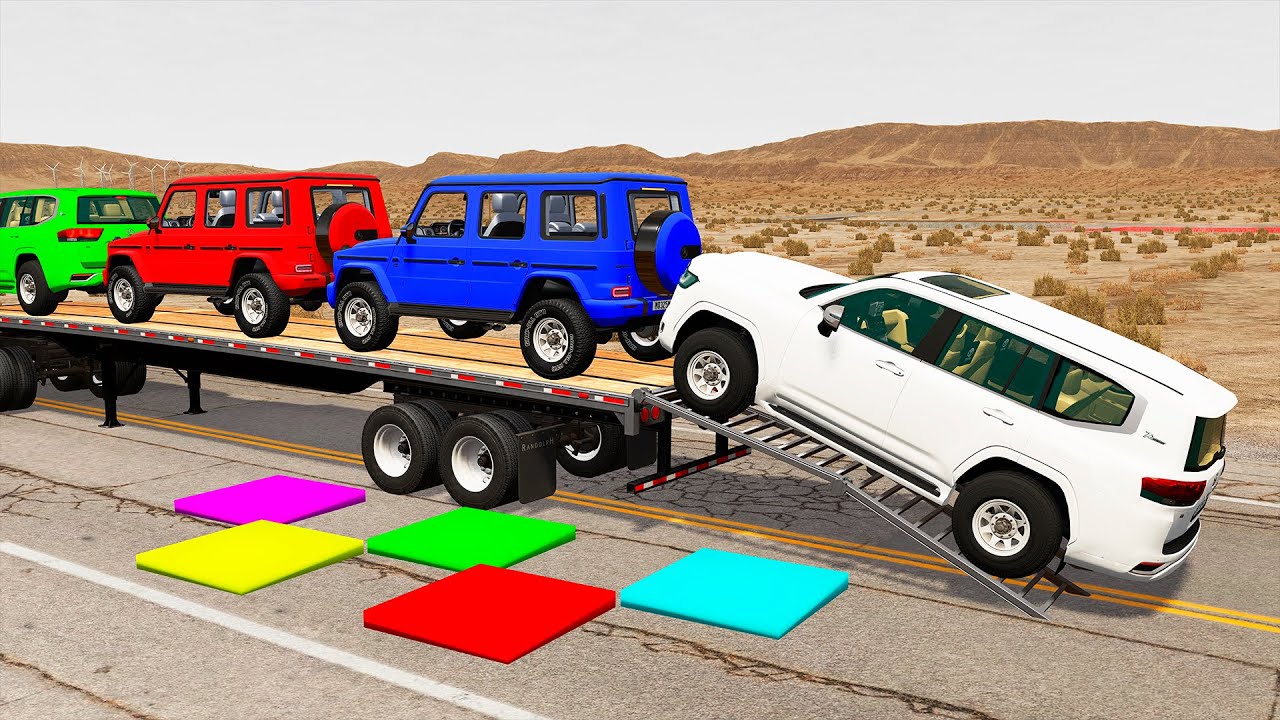 Flatbed Truck McQueen | Transportation with Truck - Pothole vs Car #4 | BeamNG.Drive Gameplay