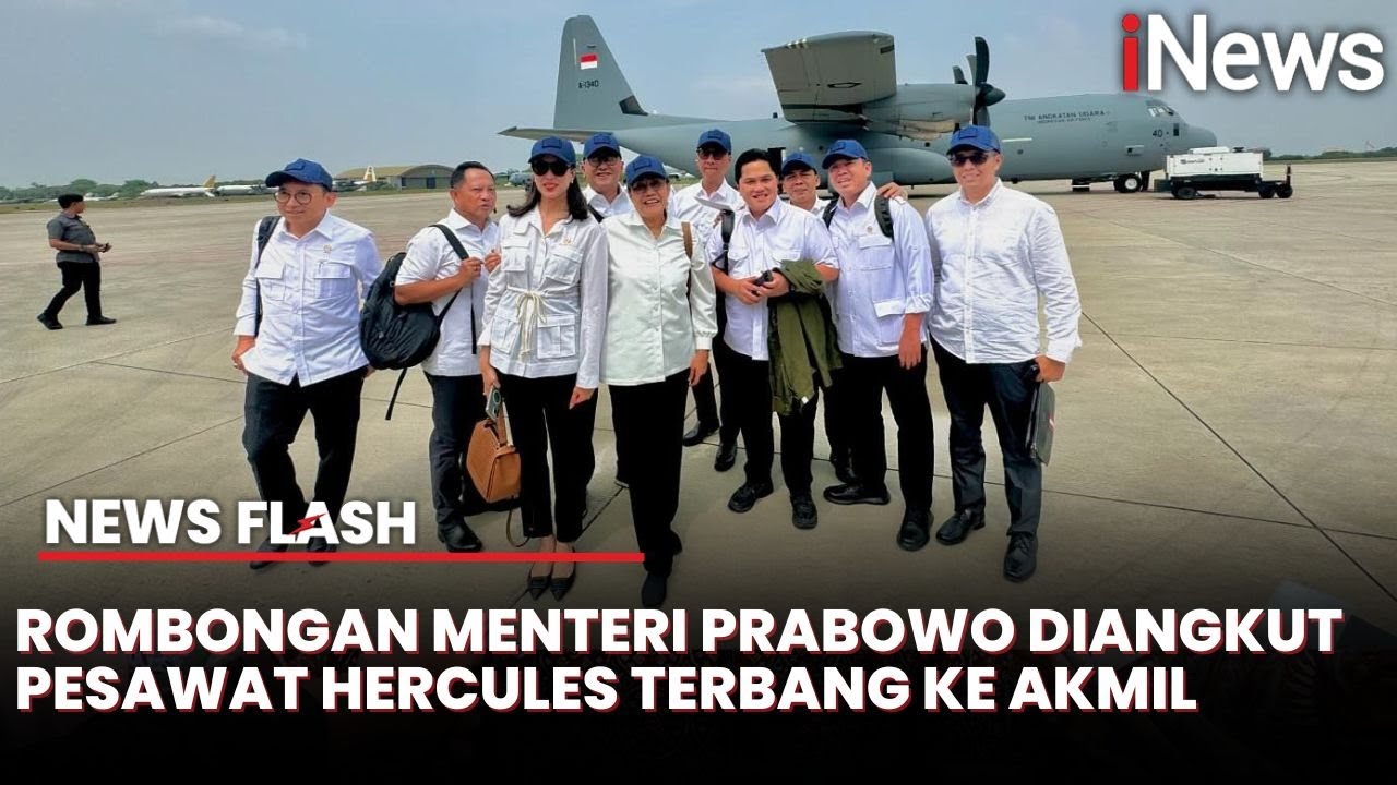 Momen Para Menteri Prabowo Naik Hercules ke Akademi Militer Magelang
