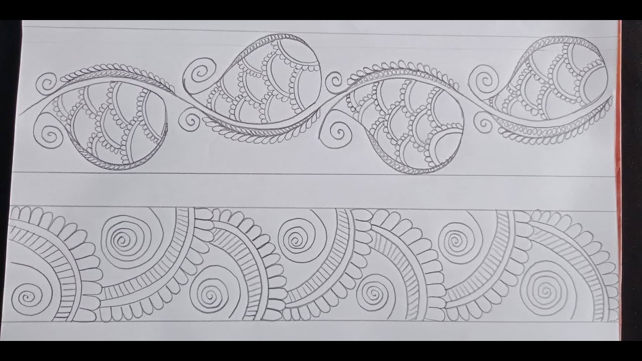 Beautiful Border line design drawing tutorial-1, সহজে সুন্দর ডিজাইনের বর্ডার লাইন আকাঁর নিয়ম