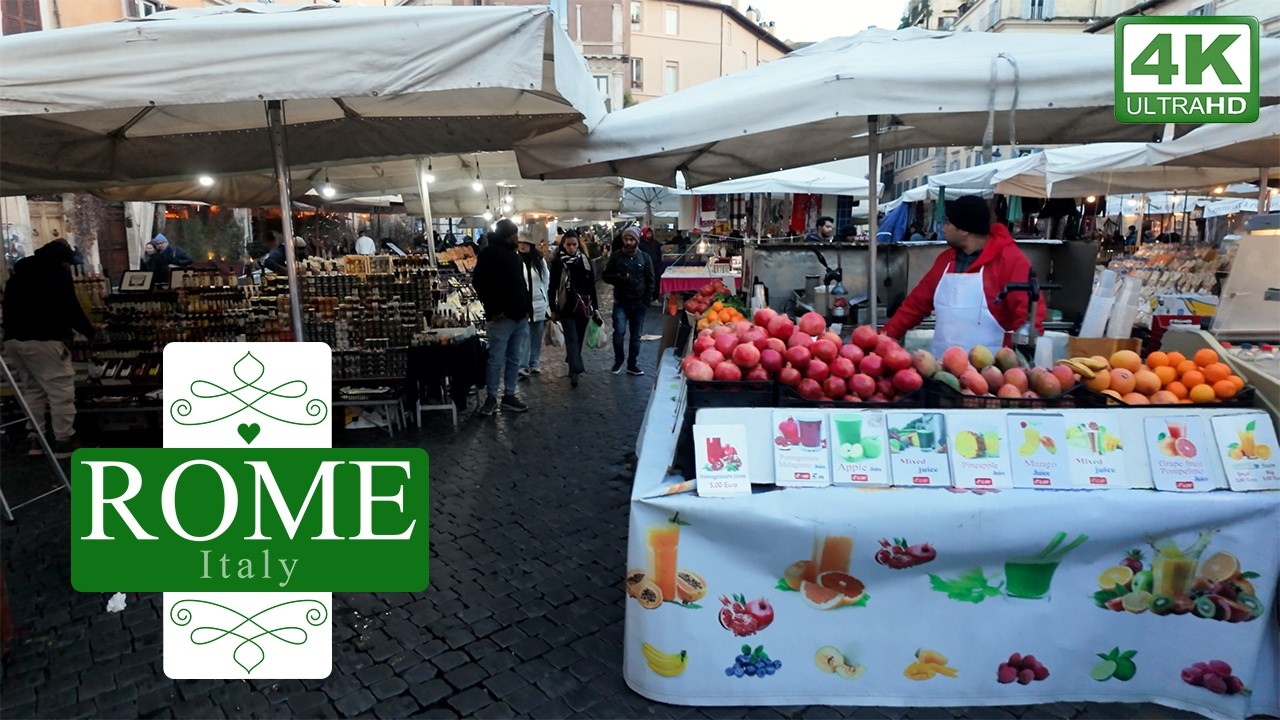 Rome Italy Walking Tour | Campo de’ Fiori in 4K | January 2026