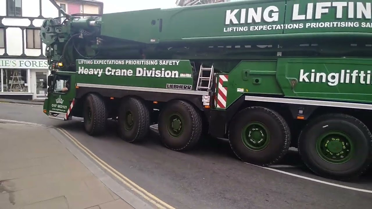 Massive LTM 1750 crane leaving Dawlish after installing new footbridge