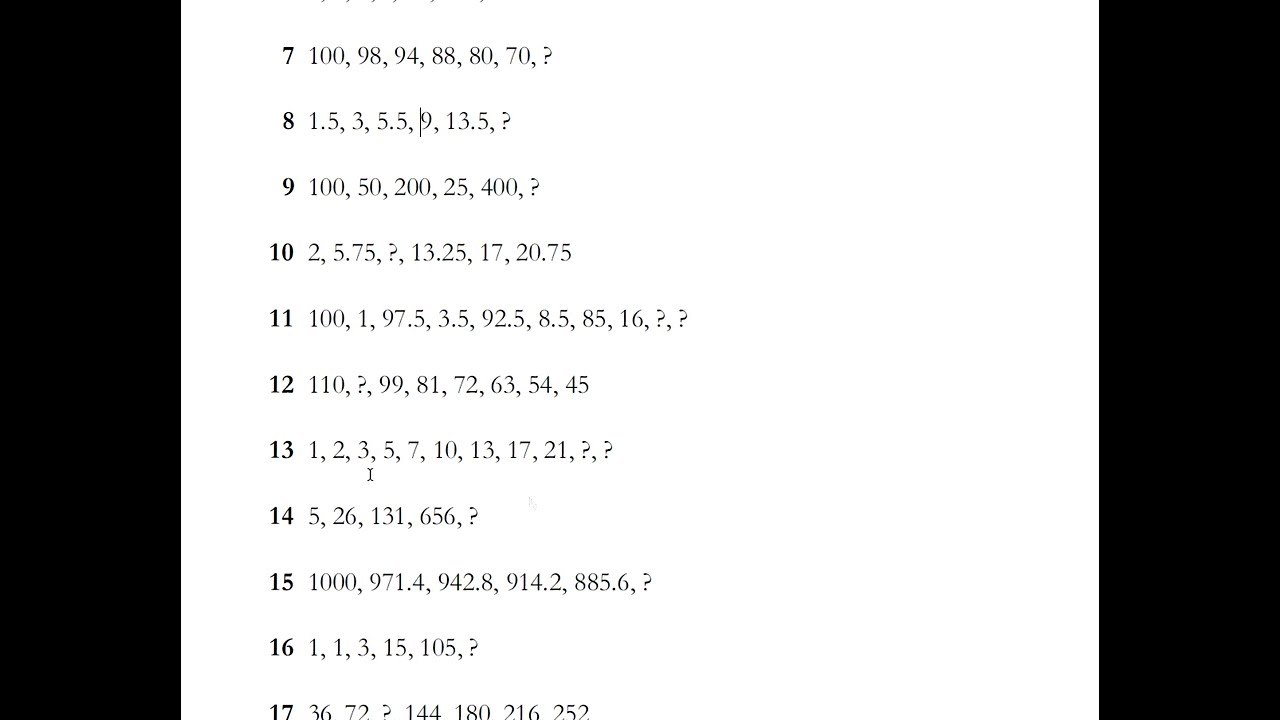 NUMBER SEQUENCE TEST