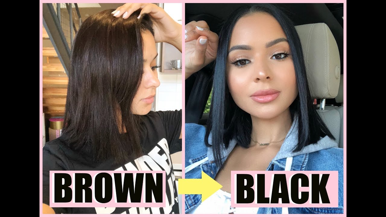 HOW I DYE MY HAIR AT HOME FROM BROWN TO BLACK | Diana Saldana