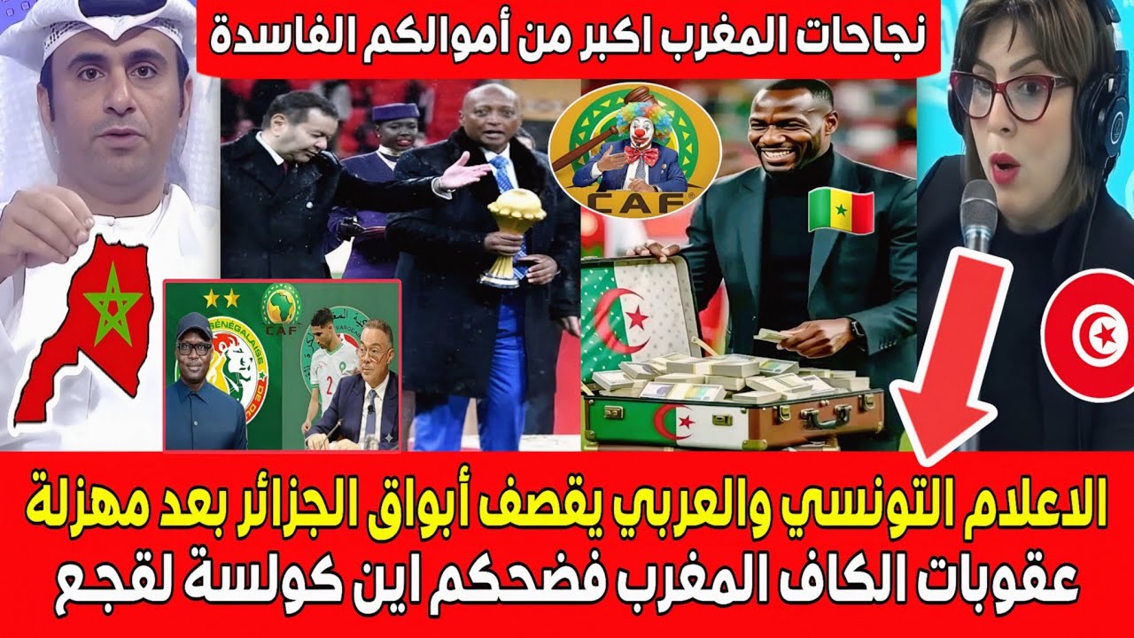 الاعلام التونسي والعربي يقصـف الجزائر بعد مهزلة عقوبات الكاف على السنغال أين كولسة لقجع المغرب فضحكم