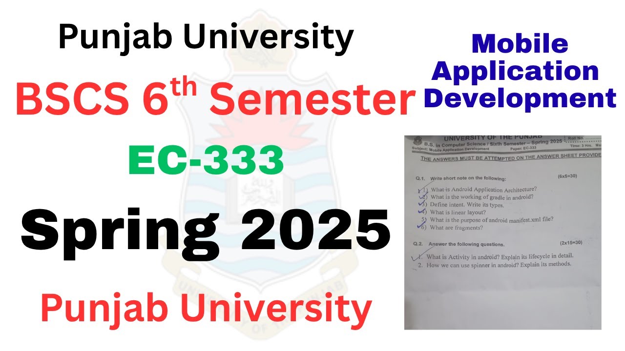 BSCS 6th Sem Mobile Application Development Spring 2025 Paper PU | BSCS Exams 2025 | PU Results BSCS
