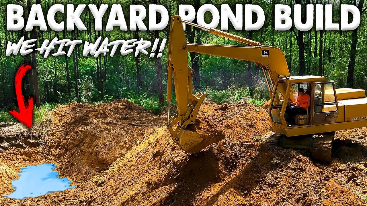 Digging My Dream Backyard Pond!! It's HUGE! We Hit Water 💦 DEEP!!