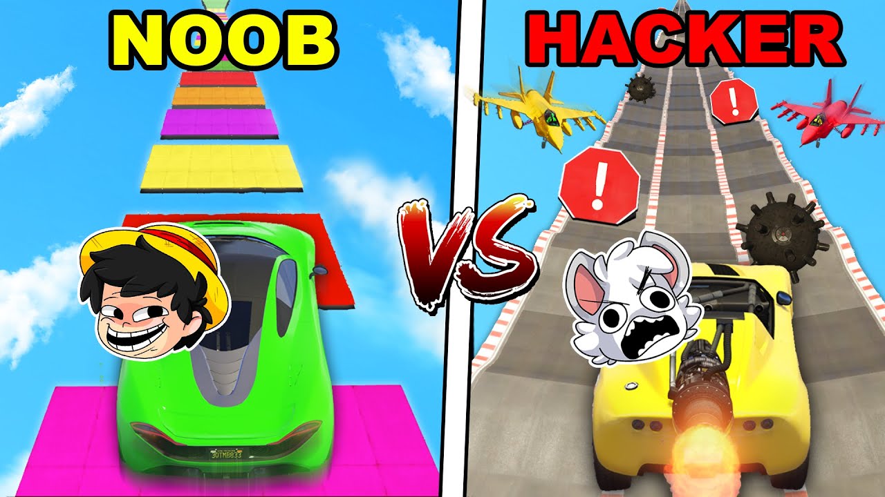 MEGA RAMPA Noob VS Pro VS Hacker 😱💥 MEGA RAMPA 99.99% IMPOSIBLE - GTA 5 con los panas