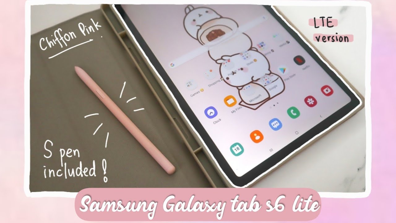 Samsung Galaxy Tab S6 Lite 📦 aesthetic unboxing, chiffon pink + LTE version 🍒🧸 Malaysia 🇲🇾