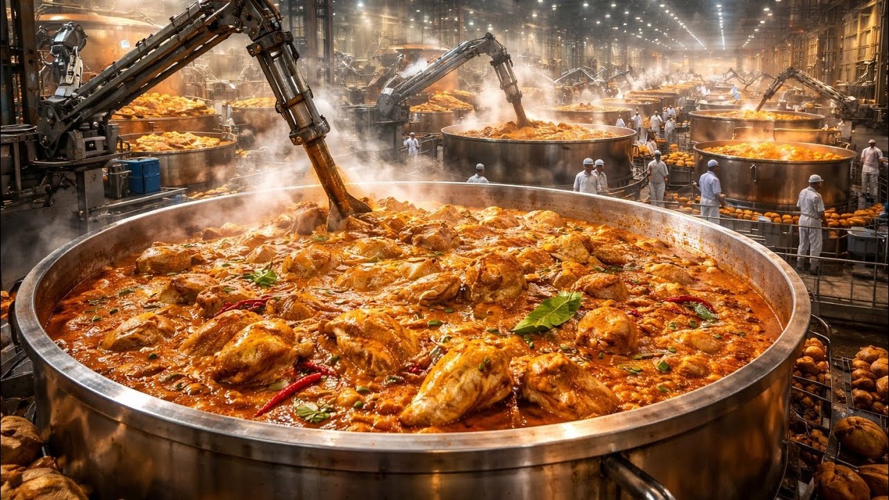 World’s Biggest Chicken Korma | Giant Korma Inside Mega Factory | Full Cooking Process