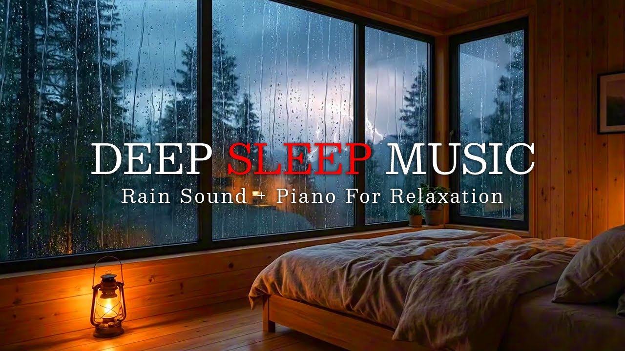 Relaxing Sleep Music – Healing Rain Sounds Outside the Window – Cozy Warm Bedroom for Deep Sleep