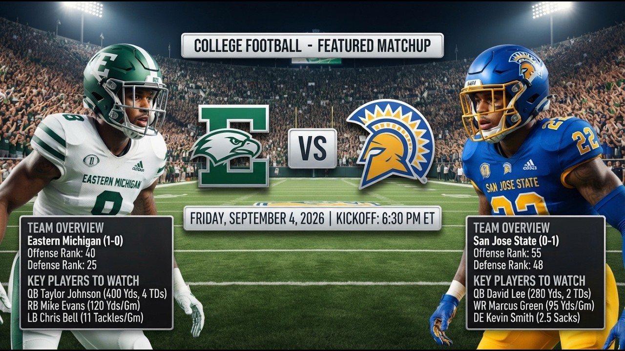 🔴 LIVE PREMIERE: Eastern Michigan vs. San Jose State | College Football NCAAF
