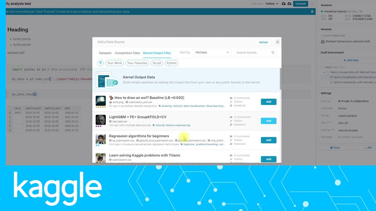 Getting Started on Kaggle: Python coding in Kernels | Kaggle
