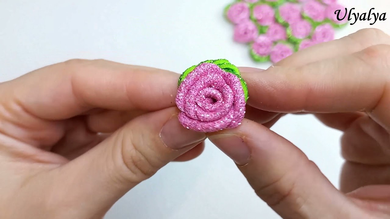 Rose from glitter foamiran 🌹 Роза из глиттерного фоамирана 🌹 Простой способ! 🌹 Flores de fomi 🌹
