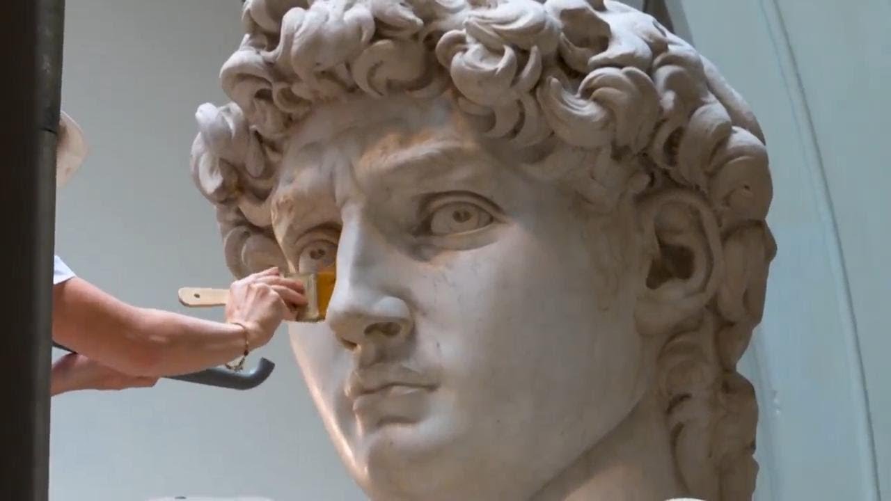 Michelangelo's original David gets a dusting