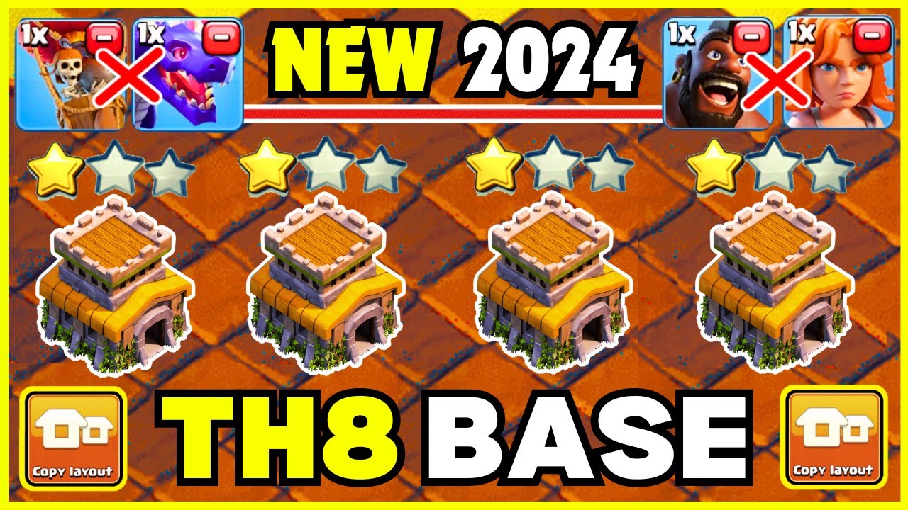 ( TOP 30 ) BEST TH8 WAR BASE WITH LINK 2024 || TH8 FARMING BASE LINK 2024 || TH8 BASE CLASH OF CLANS