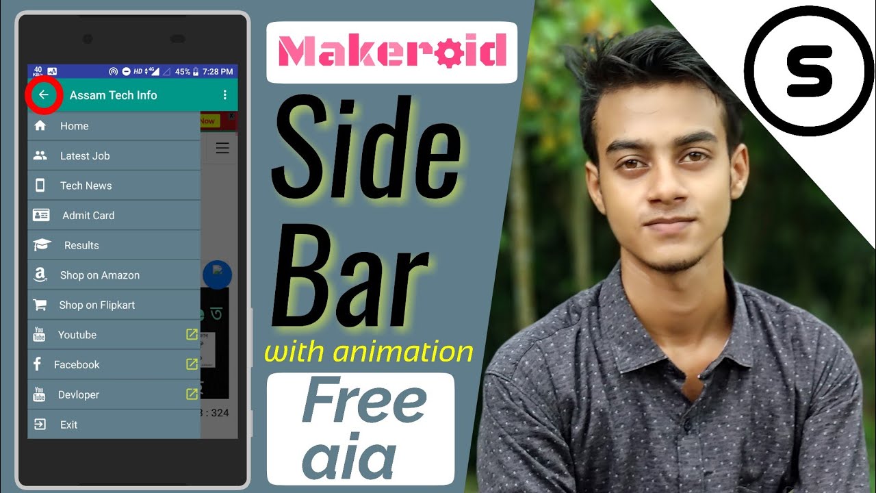 🔥Free aia of Professional Sidebar in Makeroid | Makeroid tutorial in hindi | Menu bar in Makeroid