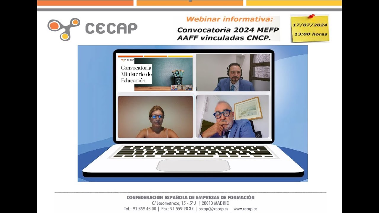 WEBINAR INFORMATIVA: CONVOCATORIA 2024 AAFF VINCULADAS CNCP MEFPD.